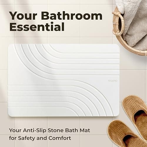 TOSORO - Stone Bath Mat Diatomaceous Earth Shower Mat Non-Slip Super Absorbent Diatomite Stone Bath Mats for Bathroom Floor Quick Drying Natural Easy to Clean (23.5 x 15) - Sandstone thumbnail 8