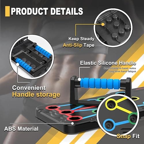 Solid Push Up Board 15 in 1 Home Workout Equipment Multi-Functional Pushup Stands System Fitness Floor Chest Muscle Exercise Professional Equipment Burn Fat Strength Training Arm Men & Women Weights thumbnail 5