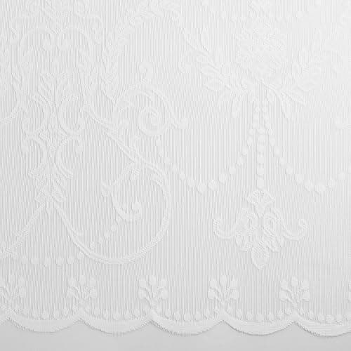 No. 918 Ariella Floral Lace Rod Pocket Curtain Panel, 58" x 84", White thumbnail 5