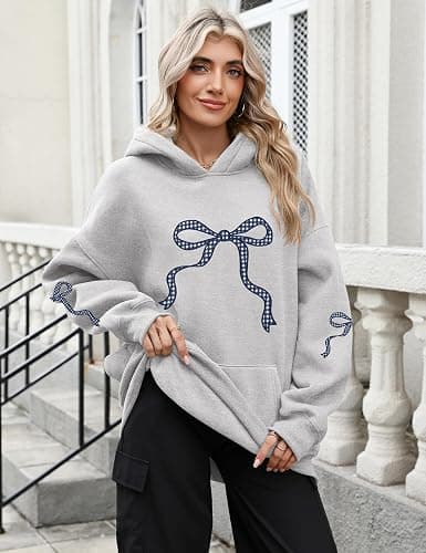 LOMON Hoodies for Women Oversized Sweatshirt Hooded Long Sleeve Casual Fleece Tops Pullover Sweater with Pocket thumbnail 2