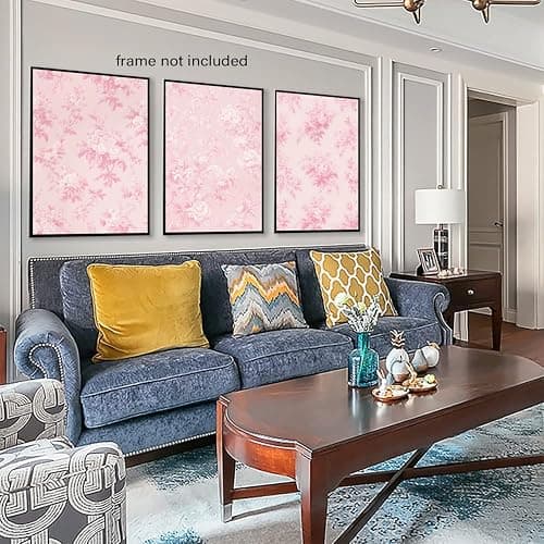 LYPHNX Pink Chinoiserie Flower Poster Wall Art light Pink Love Shack Fancy Canvas Decor Paintings Set of 3 Blush Pink Painting Pictures Home Decor for bedroom Living room Bathroom 12"x16" Unframed thumbnail 3