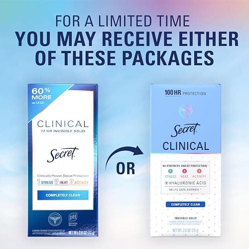 Secret Clinical Strength Invisible Solid Antiperspirant Deodorant for Women, 100HR Sweat & Odor Protection, 3X Stress Protection with Hyaluronic Acid, PH Balanced, Completely Clean Scent, 2.6 oz thumbnail 9