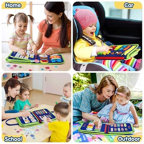 Winblo Toddler Busy Board - Montessori Toys for Toddler Boy Birthday Gift, Educational Learning Sensory Busy Book for Toddler Boys, Toddlers Activities Travel Toys for Airplane Car thumbnail 6