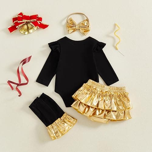 BeQeuewll Newborn Baby Girl Mardi Gras Outfit 1st Letter Long Sleeve Romper+Tutu Skirts+Leg Warmers+Headband 4Pcs Clothes thumbnail 8