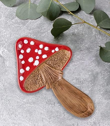 Spoon Rest Spoon Holder For Stove Top Cute Mushroom Spoon Rest For Kitchen Counter Ceramic Spatula Holder Utensil Rest thumbnail 7