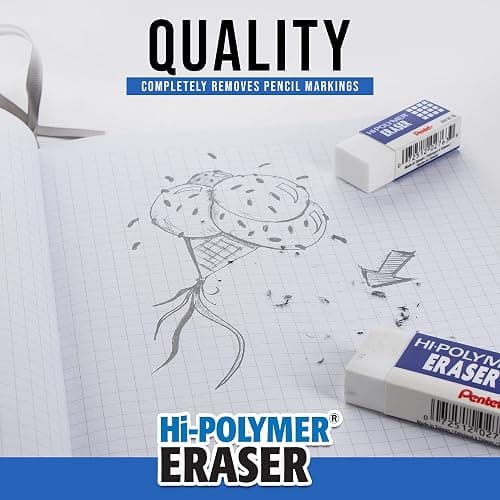 Pentel Hi-Polymer Block Eraser Small White, Pack of 4 (ZEH05BP4) thumbnail 4