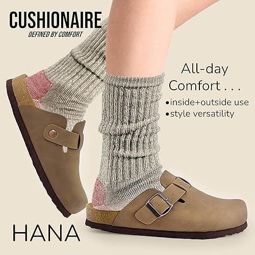 CUSHIONAIRE Hana Womens Clogs | Comfortable Vegan Suede Clogs for Women | Slip On Potato Shoes with Cork Footbed & Arch Support | Memory Foam, Wide Widths Available thumbnail 9