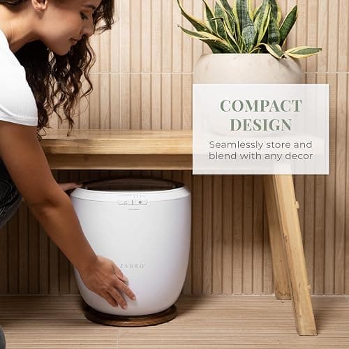 Zadro Countertop Towel Warmer with Stainless Steel Bucket for Spa and Bathroom, Timer 15/30/45/60 Minutes, Fits 1 Large Towel, Blanket, Bathrobe, PJs (White/Oak) thumbnail 5