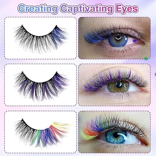 MUIIGOOD Colored Lash Extension Kit 120 Pcs DIY Lash Clusters Individual 14mm 16mm Mixed 6 Colors Soft False D Curl Eyelashes Rainbow Colorful Cluster Lashes Reusable Fluffy Lash for Women Girls thumbnail 4