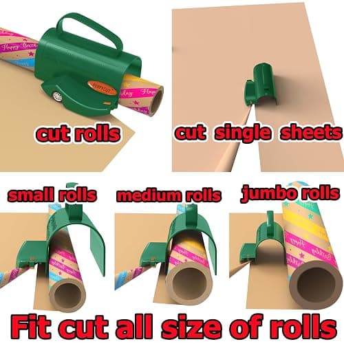 PERFYCUT Wrapping Paper Roll Cutter Tool with 3 pcs Replaceable Blade Kit Gift Wrapping Paper Cutter for Christmas and Birthday Wrapping Paper Gift Wrap Cutter Holder Tube Slicing Trimming. thumbnail 5