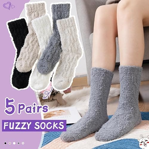 Women Fuzzy Slipper Socks Fluffy Cozy Comfy Cabin Plush Warm Thermal Winter Soft Home Sleep Socks thumbnail 5