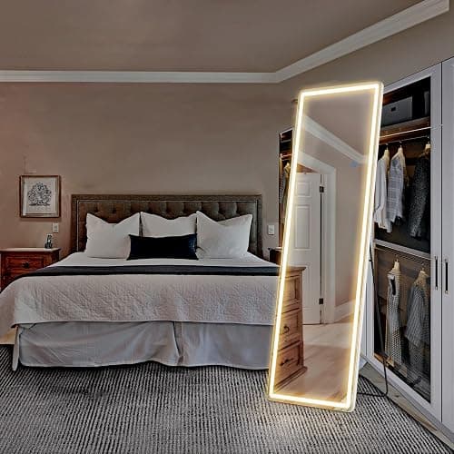 DUMOS LED Full Length Mirror, 20"×63" Floor Standing Mirror with 3 Color Lights & Wall Mounted for Bedroom, Dressing Room, Living Room, Bathroom thumbnail 7