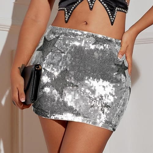 Century Star Sequin Mini Sparkly Glitter Low Rise Sparkle Shiny Metallic Rave Skirt thumbnail 3