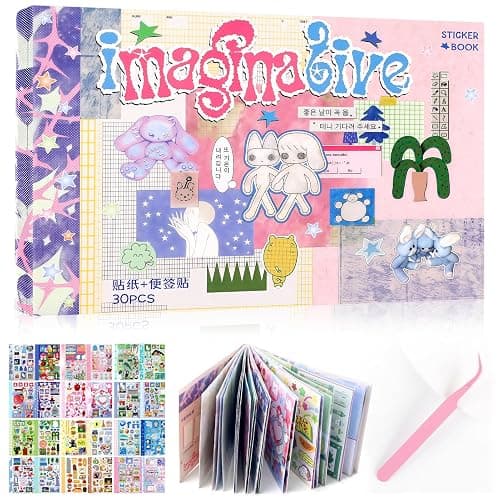 1200Pcs Japanese Sticker Book Kawaii Heisei Retro Stickers for Journaling Adults Y2k Cute Scrapbook Stickers Travel Bulk Pink Purple Aesthetic Korean Sticker Toploader Decor Manga Style Gifts 30 Page - Image 1