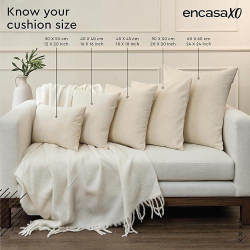 Encasa XO Throw Pillow Covers 18x18 in Set of 2 Coral | No Inserts | Cotton Pillow Covers for Living Room, Bed, Sofa, Couch | Decorative Cushion Covers with Improved Zipper thumbnail 7