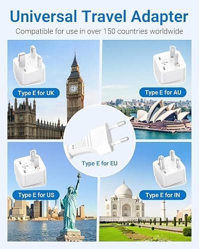 BESTEK Universal Travel Adapter 100-220V to 110V Voltage Converter 250W with 6A 4-Port USB Charging 3 AC Sockets and EU/UK/AU/US/India Worldwide Plug Adapter thumbnail 7
