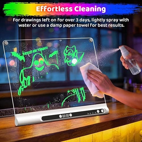 Geokay 16“ Rechargeable LED Drawing Board, 9-Color Light Modes with Timer | Birthday Christmas Gift Idea for Girls/Kids/Boys/Teens, Neon Glow Dry Erase, Built-in Stand with 6 Markers & Tracing Book thumbnail 6