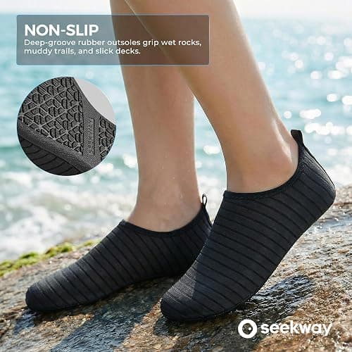 SEEKWAY Water Shoes Women Men Adult Quick-Dry Aqua Socks Barefoot Non Slip for Beach Swim River Pool Lake surf Black SK002(U) thumbnail 2