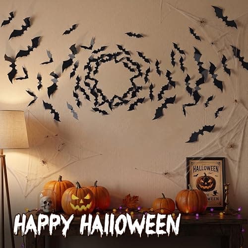 140Pcs Bats Halloween Decor, Real Scary Bat Stickers for Halloween Party | PVC 5 Sizes 3D Bats Wall Decord for Halloween Decorations Indoor Outdoor Home Bedroom Bathroom Door Window Office Kitchen thumbnail 5