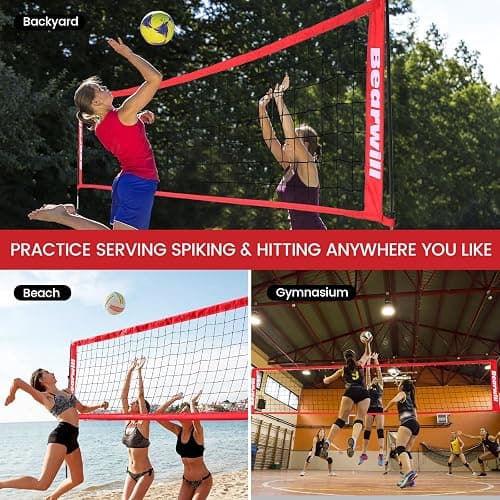 Bearwill Volleyball Net, 12FT Portable Volleyball Net for Backyard, Freestanding Volley Ball Set Height Adjustable with Carry Bag, Volley Ball Practice Nets Training Equipment for Indoor and Outdoor thumbnail 7