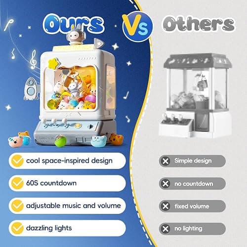 Skirfy Space Claw Machine for Kids, Mini Electronic Game Vending Machine,Candy Dispenser Game for Kids，Birthday for Girls Boys(Blue) thumbnail 6