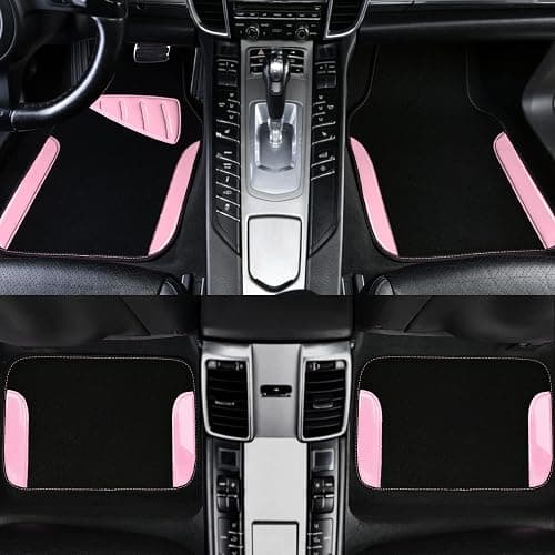 CAR PASS Jelly Waterproof Universal Fit Car Floor Mats, Girly Car Carpet Mats with Anti-Slip Nibbs Backing & Driver Heel Pad Fit for SUV, Vans, sedans, Cute car mats of 4pcs for Women (Pink) thumbnail 3