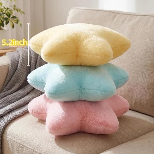 FSRONGXI 2PCS Star Pillow Set, 15.35’’ Cute Pink White Decorative Star Shaped Throw Pillows for Bed Couch, Aesthetic Soft Faux Plush Pillow Cushion for Room Bedroom Decor Sofa Chair (Pink&White) thumbnail 7