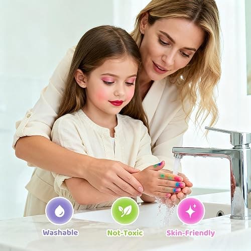 PERRYHOME Kids Makeup Set for Girls, 63 Pcs Washable Non-Toxic Real Cosmetic Toddler Makeup Kit, Unicorn Princess Play Makeup Toys Birthday Gifts, Dress up Time Girl Toys for 3 4 5 6 7 8 9 10 11 12 thumbnail 6