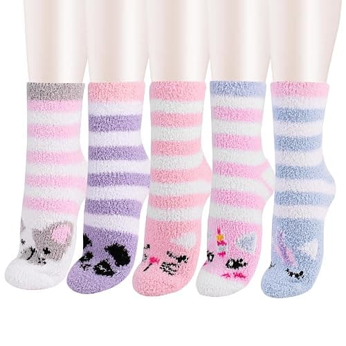 WaySoft Fluffy Fuzzy Socks for Women & Teen Girls - 4 to 5 Pairs Bulk Pack - 2023 Holiday Collection - Cozy Warm Fleece Socks - Image 1