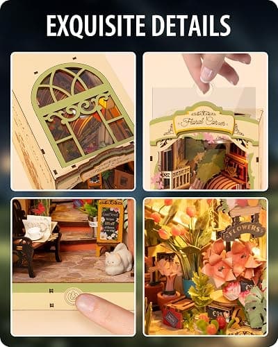 Wowood DIY Book Nook Floral Corner, 3D Puzzle Book Nook Kits for Adults, Decorative Book Nooks for Bookshelf Miniature Scenes, DIY Crafts/Gifts/Decorations for Teens (Floral Corner) thumbnail 7