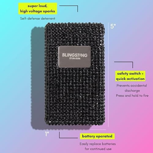 BLINGSTING High Voltage Stylish Stun Gun for Women - Professional Grade Self Defense - Safe On/Off Switch - Wrist Strap - Batteries Included - Compact & Lightweight thumbnail 3