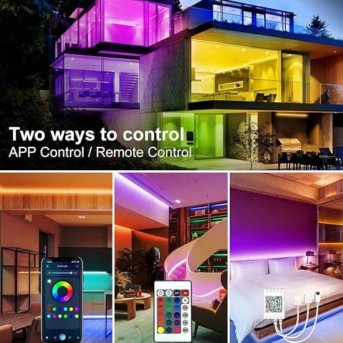 DAYBETTER LED Strip Lights 200ft 2 Rolls 100ft, RGB Color Changing Light Strips with Remote & 24V Power Supply, Indoor Decor Lights for Bedroom Desk Room, Birthday Gifts for Girls Boys thumbnail 5