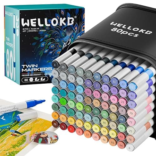 80 Colors Dual Tip Acrylic Paint Markers, Fabric Markers, Brush Tip Permanent Acrylic Paint Pens for Wood, Glass, Rocks, Paper, Coloring book,Ceramic,DIY Crafts for Adults,Kids and Art School Supplies - Image 1