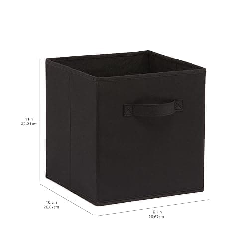Amazon Basics Collapsible Fabric Storage Cubes Organizer with Handles, Sturdy, Black, 10.5-x-10.5-x-11-inch, Pack of 6 - Black - 10.5"x10.5"x11" thumbnail 6