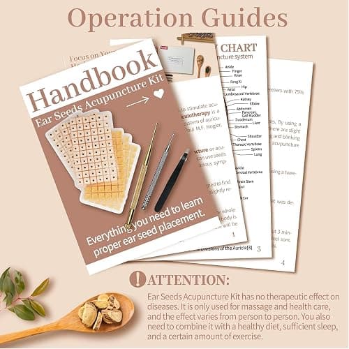 1200Pcs Ear Seeds Acupuncture Kit, Auricular Sticker Kit with Ears Seed, Acupuncture Pen, Acupressure Ear Chart, Tweezers thumbnail 2