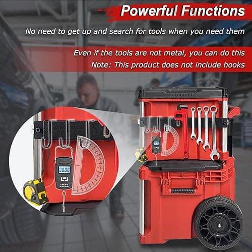 Powerful Magnetic Bar Mount for Packout Toolbox, Capacity Up to 50LBS, Compatible with Mil. waukee Packout Toolbox Side Aluminum Rails, Making Tools within Easy Reach thumbnail 4