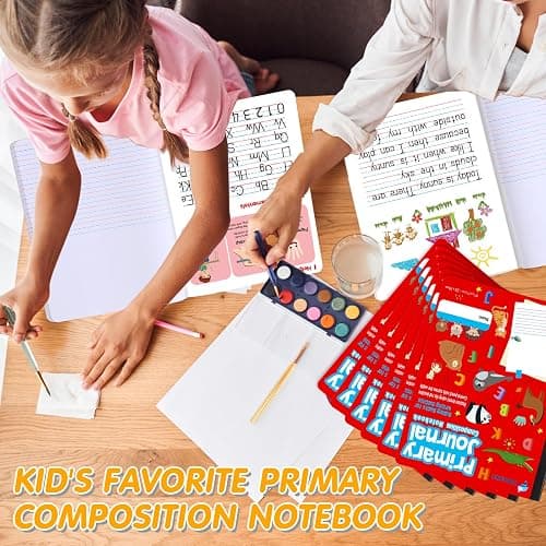 Fulmoon 24 Pcs Primary Composition Notebook K-2 with Picture Space Primary Journal Grades K-2 Draw and Write Journal Composition Book for Preschool Classroom, 80 Sheet (Red) thumbnail 2