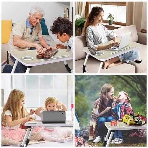 Fayquaze Portable Foldable Laptop Bed Desk with Storage Drawer and Cup Holder - Lap Desk Laptop Stand Tray Table for Eating, Reading and Working thumbnail 7