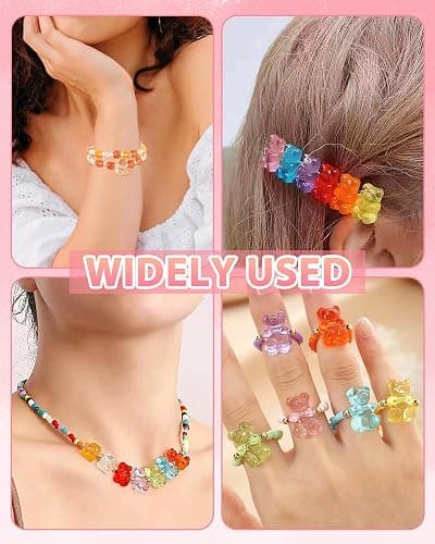 200pcs FIVEIZERO Clear Acrylic Bear Beads, Mixed Color Gummy Bear Beads for Bracelet, Necklace, and DIY Crafts, Cute Bear Charms for Jewelry Making thumbnail 5