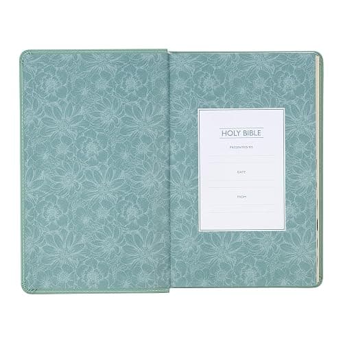 KJV Holy Bible, Giant Print Standard Size Red Letter Edition, Thumb Index Tabs & Ribbon Marker, King James Version, Vegan Leather, Teal, 14 pt. Type thumbnail 12