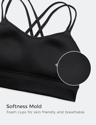 CRZ YOGA Softness Mold Butterluxe Strappy Longline Sports Bras for Women - Double Spaghetti Strap Workout Yoga Crop Top thumbnail 3