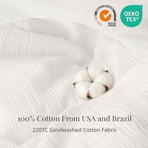RENEWROOTS Off White Duvet Cover Queen Size 100% Sandwashed Cotton | Soft, Lightweight, Breathable Duvet Cover Set 3 Pieces with Zipper Clousre & Corner Buttons Queen 90"x90" thumbnail 3