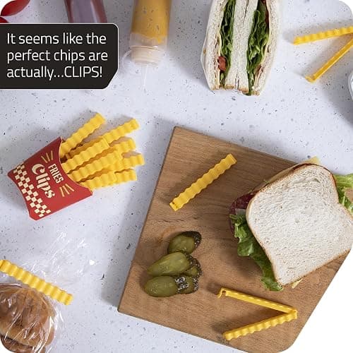 Peleg Design: 12 Cute French-Fries-Shaped Bag Clips to Seal Food Packages | Fun Magnetic Box for Easy Access | Cute Kitchen Accessories thumbnail 4