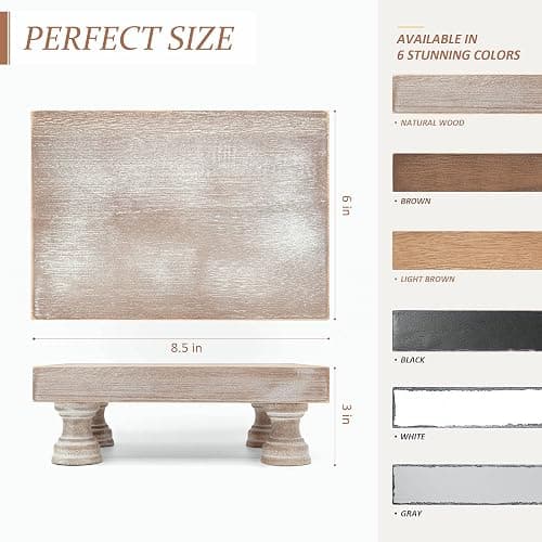 EOSAHR Farmhouse Riser for Room Decor : Decorative Pedestal Stand For Display Your Home Decorations and Uniquely Soap Stand - Rustic Bathroom Counter Tray and Kitchen Decor (Natural Wood) thumbnail 3
