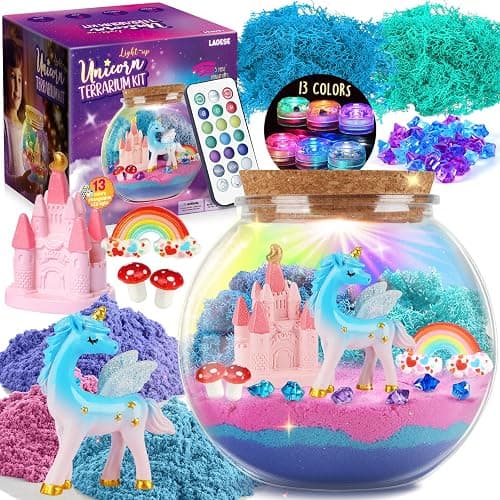 Unicorn Gifts for Girls - Unicorn Terrarium Kit for Kids - Birthday Gift for Girls Ages 4 5 6 7 8-12 Year Old - DIY Unicorn Toys for Girls - Arts and Crafts Kit for Kids - Best Girls Presents Stuff - Image 1