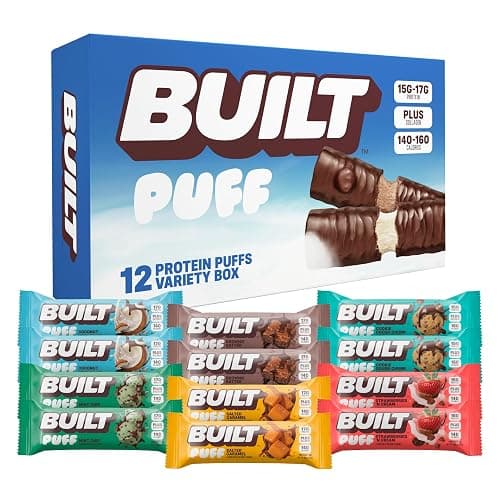 Built Bar, Puff Protein Bars, Variety Pack, Collagen, On-the-go Snacks, Breakfast Bar, Mixed Sampler, 12 Pack - Image 1