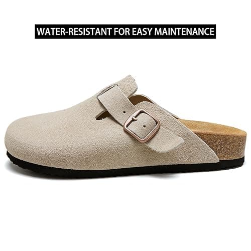 VLUUKUPFASIN Women's Genuine Suede Clogs for Women Men Slip On-Arch Support Comfortable Mules & Potato Shoes with Adjustable Buckle Casual Footwear Unisex thumbnail 4