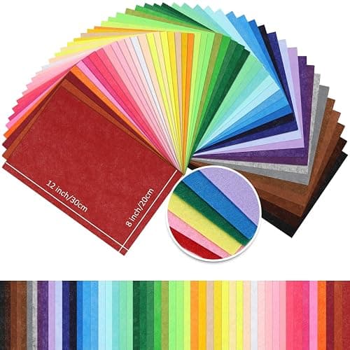 KaKaPops Thin Felt Fabric Sheets, Assorted Colors Stiff Felt Sheets for Crafts DIY Patchwork Sewing Projects Decoration (Stiff 50 Colors, 8×12 inches) thumbnail 2