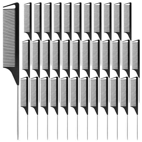NICEMOVIC 36 Pack Rat Tail Parting Rattail Braiding Combs Bulk for Women, Parting Combs for Braiding Hair, Individually Wrapped Braider Essentials Barber Supplies Accessories Tools (Black) - Image 1