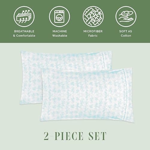 Elegant Comfort Ultra Soft Set of 2 Sea Waves Print Pillowcases - 1500 Premium Hotel Quality Microfiber, Soft and Smooth Envelope Closure 2-Piece Pillow Covers - King, Wave Aqua thumbnail 7